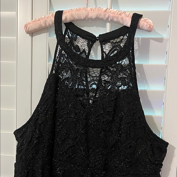 Torrid Black Glitter Mini Lace Skater Halter Dress Size 22 Plus Size - Picture 6 of 17